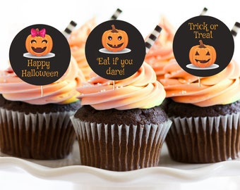 Halloween Cupcake Toppers, Halloween Cupcake Toppers Printable, Happy Halloween Printable Cupcake Toppers