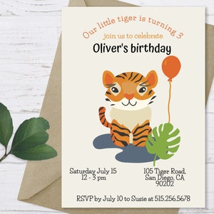Tiger Invitation, Tiger Birthday Invitation, Tiger Birthday Invitation Template, Tiger Safari Birthday Invitation