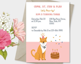 Dog Birthday Invitation, Dog Party Invitation, Dog Birthday Party Invitation, Dog Party Invitation Template