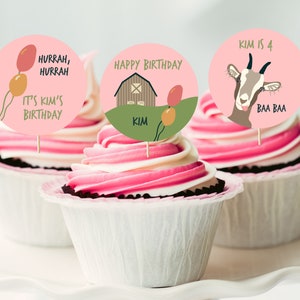 Goat Cupcake Toppers, Farm Cupcake Toppers, Printable
