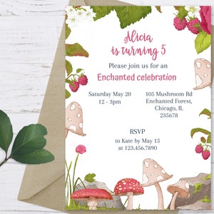Mushroom Invitation, Enchanted Forest Invitation, Mushroom Birthday Invitation