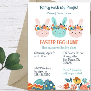 Egg Hunt invitation, Easter Egg Hunt Invitation, Egg Hunt Party Invitation, Egg Hunt Invitation Template