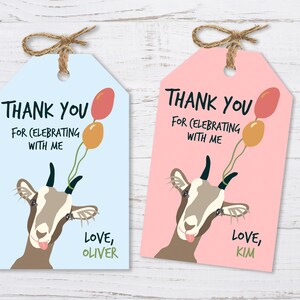 Farm Thank You Tags, Farm Favor Tags, Goat Thank You Tags, Goat Party Favor Tags