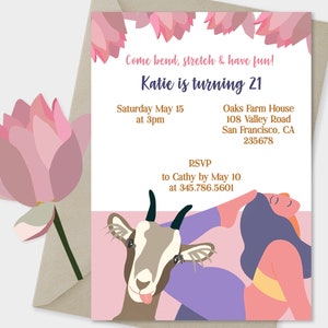 Goat Yoga Invitation, Goat Yoga Birthday Invitation, Yoga Invitation, Yoga Birthday Invitation