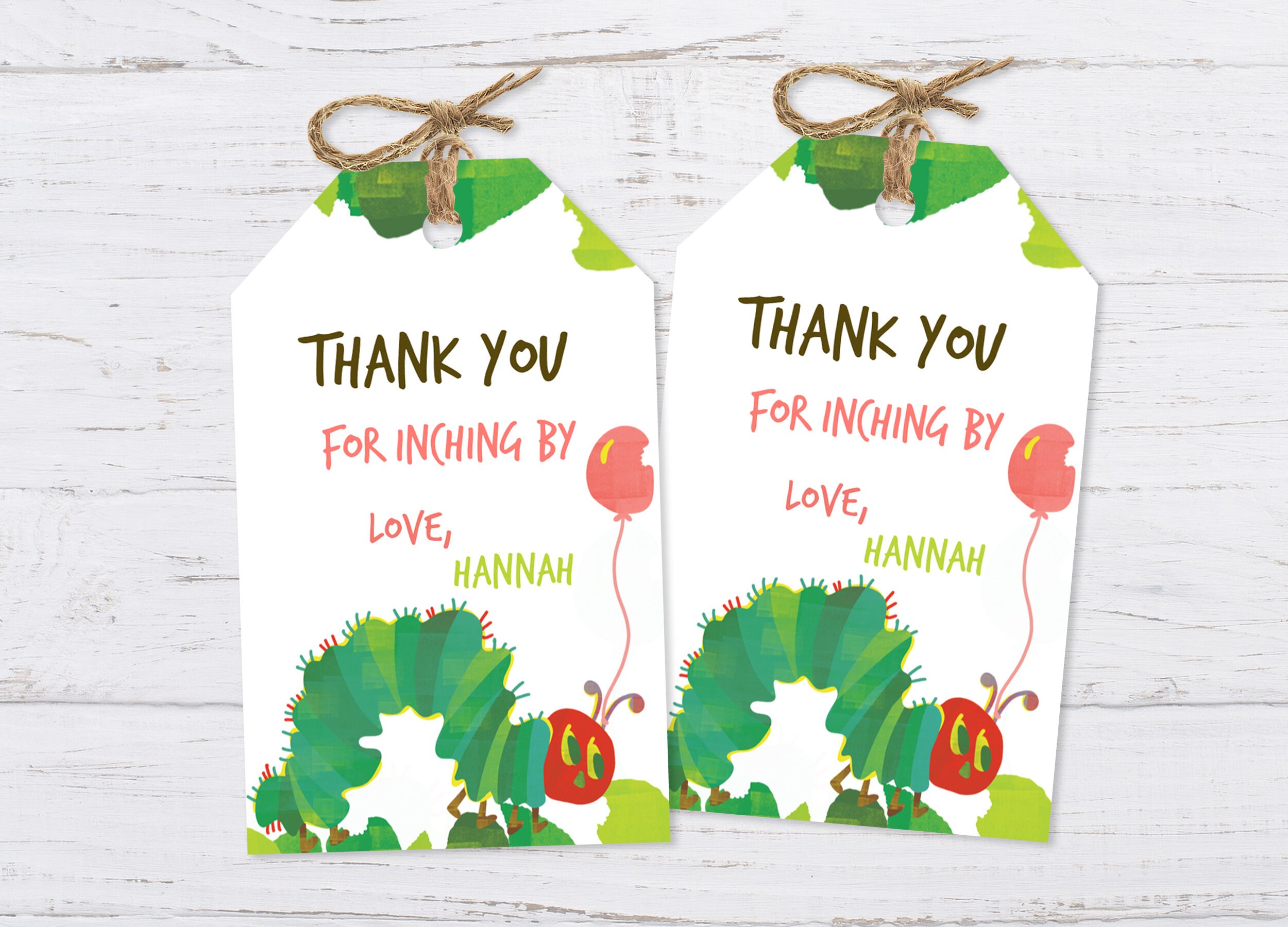 Very Hungry Caterpillar Thank You Tags Party Favors Instant Download Not  Editable 