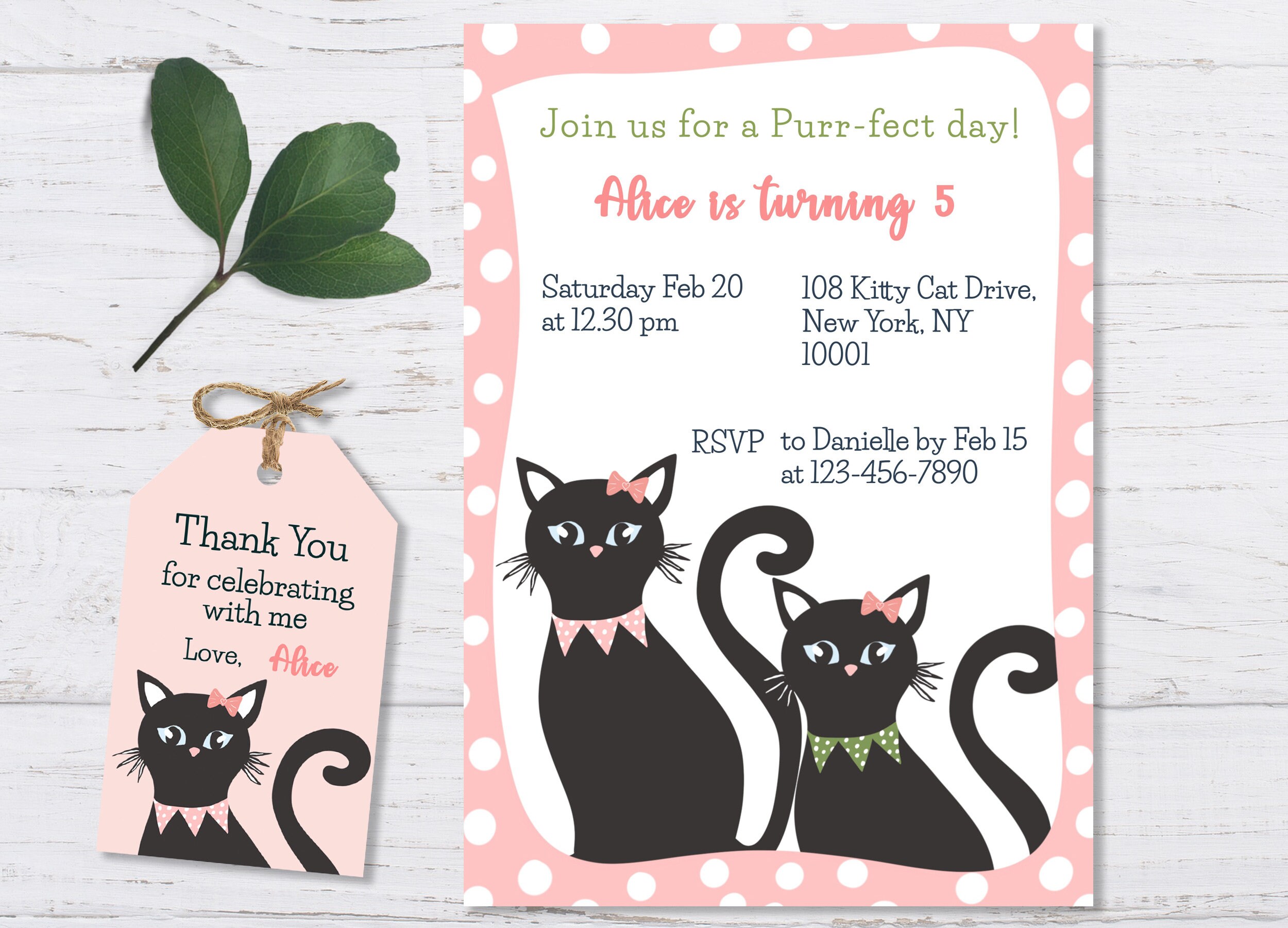 Cat Party Invitation, Cat Birthday Invitation, Cat Birthday Party ...