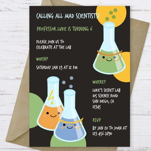 Science Party Invitation, Science Party Invite, Science Birthday Invitation, Science Invitation