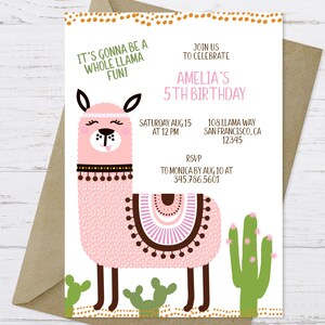 Llama Invitation, Llama Birthday Invitation, Llama Party Invite, Alpaca Invitation, a whole Llama Fun Invitation