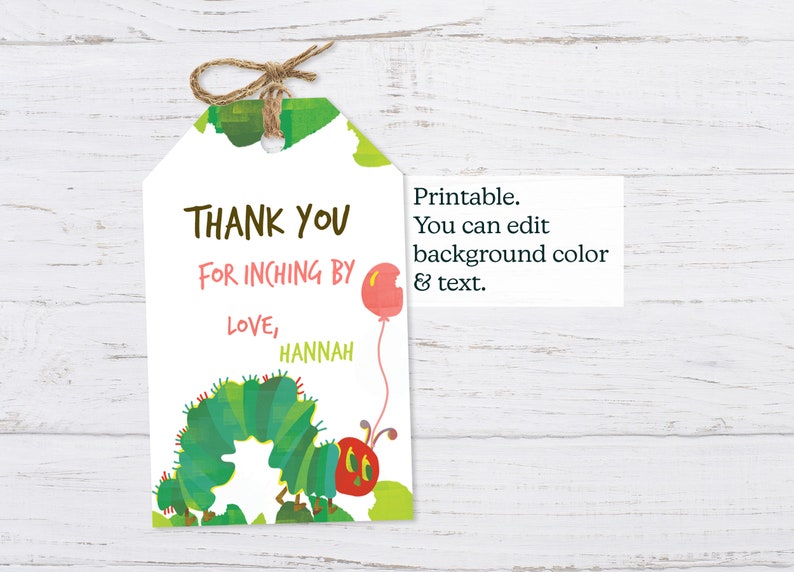 Hungry Caterpillar Thank You Tag, Hungry Caterpillar Favor Tags, Very ...