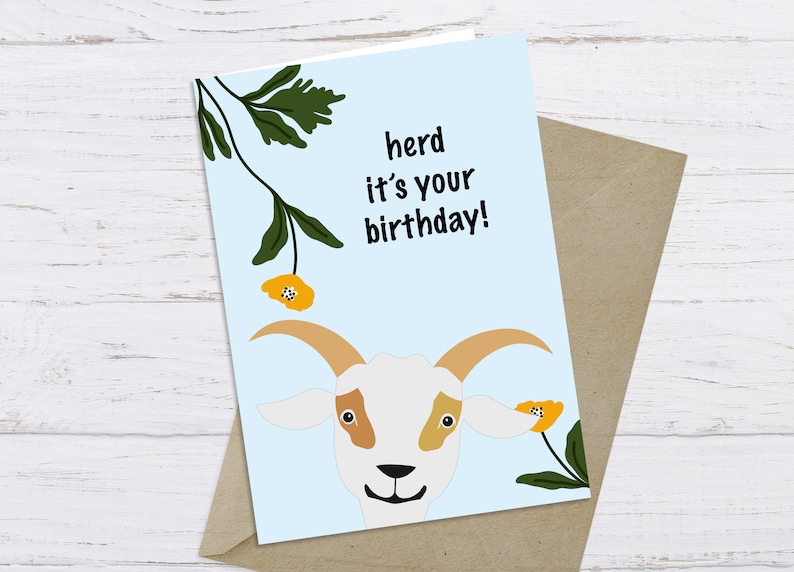 Goat Birthday Card Goat Birthday Card Printable Farm Etsy Australia