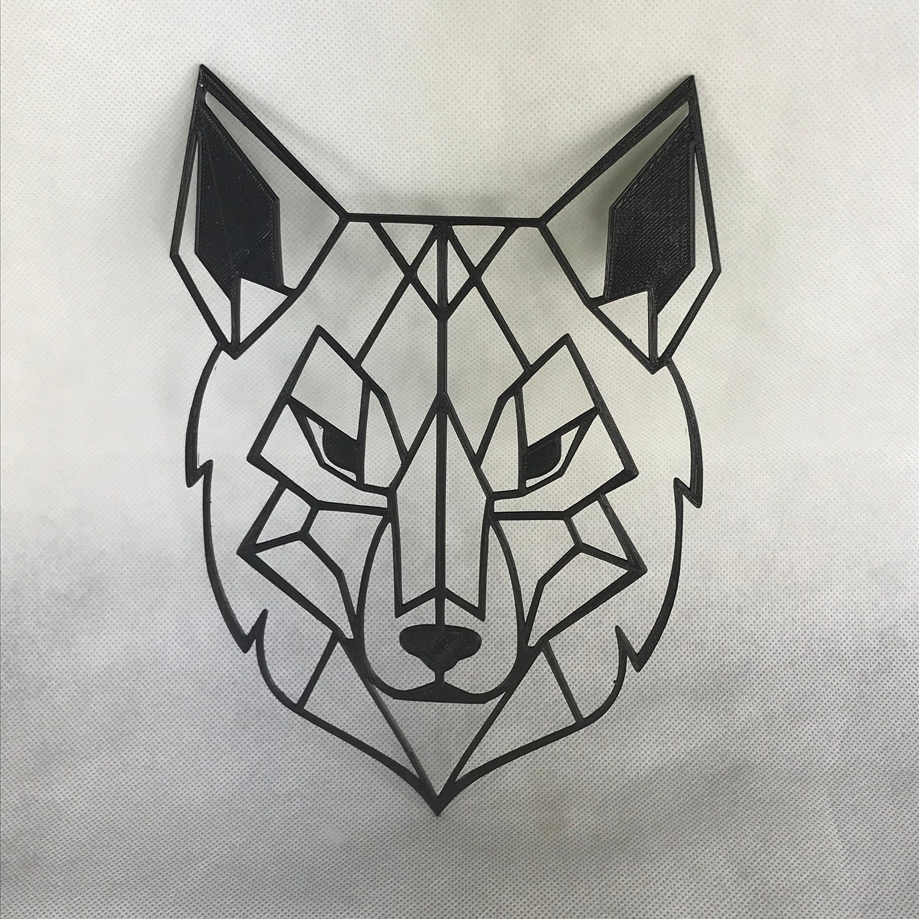 Loup Géométrique. Tête de Loup Style Origami. Décoration Murale ou Porte. Idée Cadeau