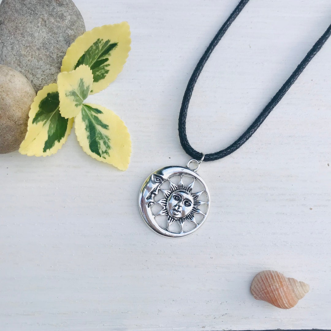 Sun and Moon Choker Necklace / Cord / Charm / 90s / 80s / Celestial ...
