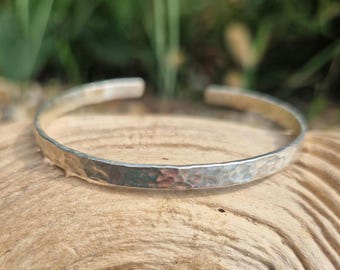 Handmade Silver Cuff Bracelet. Minimal / Minimalistic / Unique / Textured / Recycled / Hammered / Bangle / Gift for her / Nui Jewellery