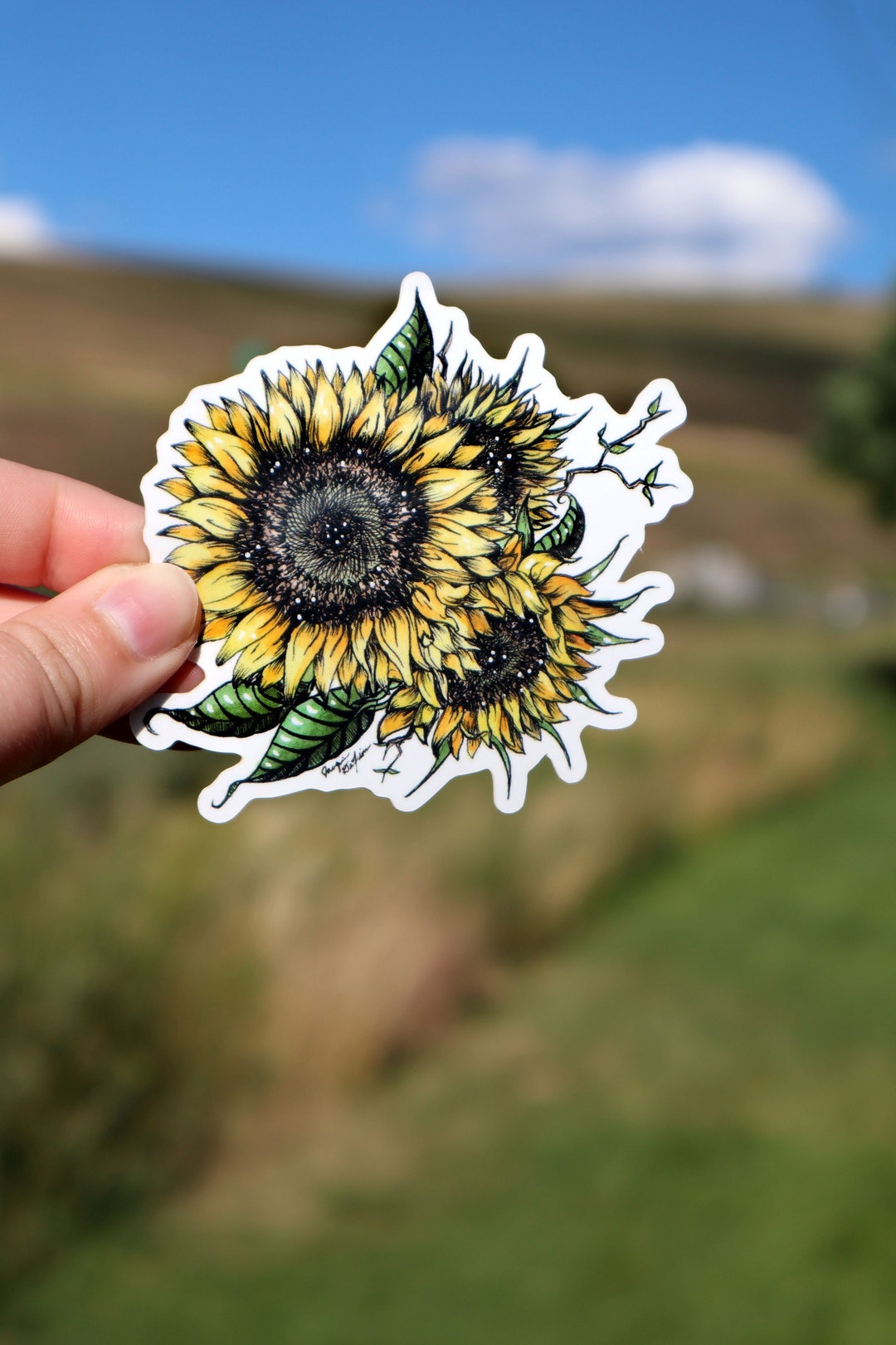 Sunflower Vinyl Sticker, Waterproof, Floral Sticker - Etsy