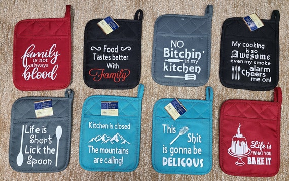 13 Kitchen sayings for potholders and towels