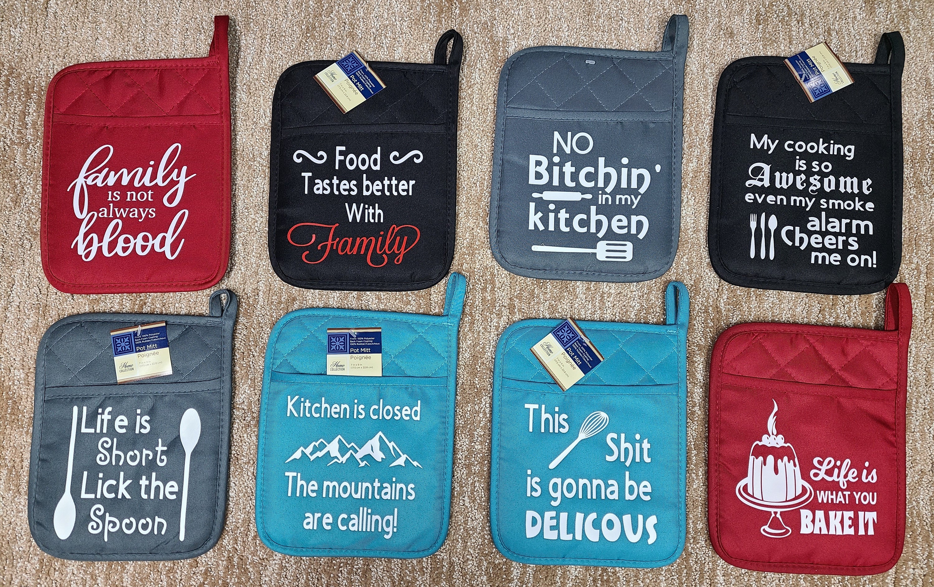 Custom Pot Holder, Pot Holder With Pocket, Cute Pot Holders, Pot Holder  With Sayings, Kitchen Gifts, Funny Pot Holder, Housewarming Gift. 