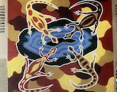 Aboriginal-Inspired Gecko Design printed Penelope tapestry canvas