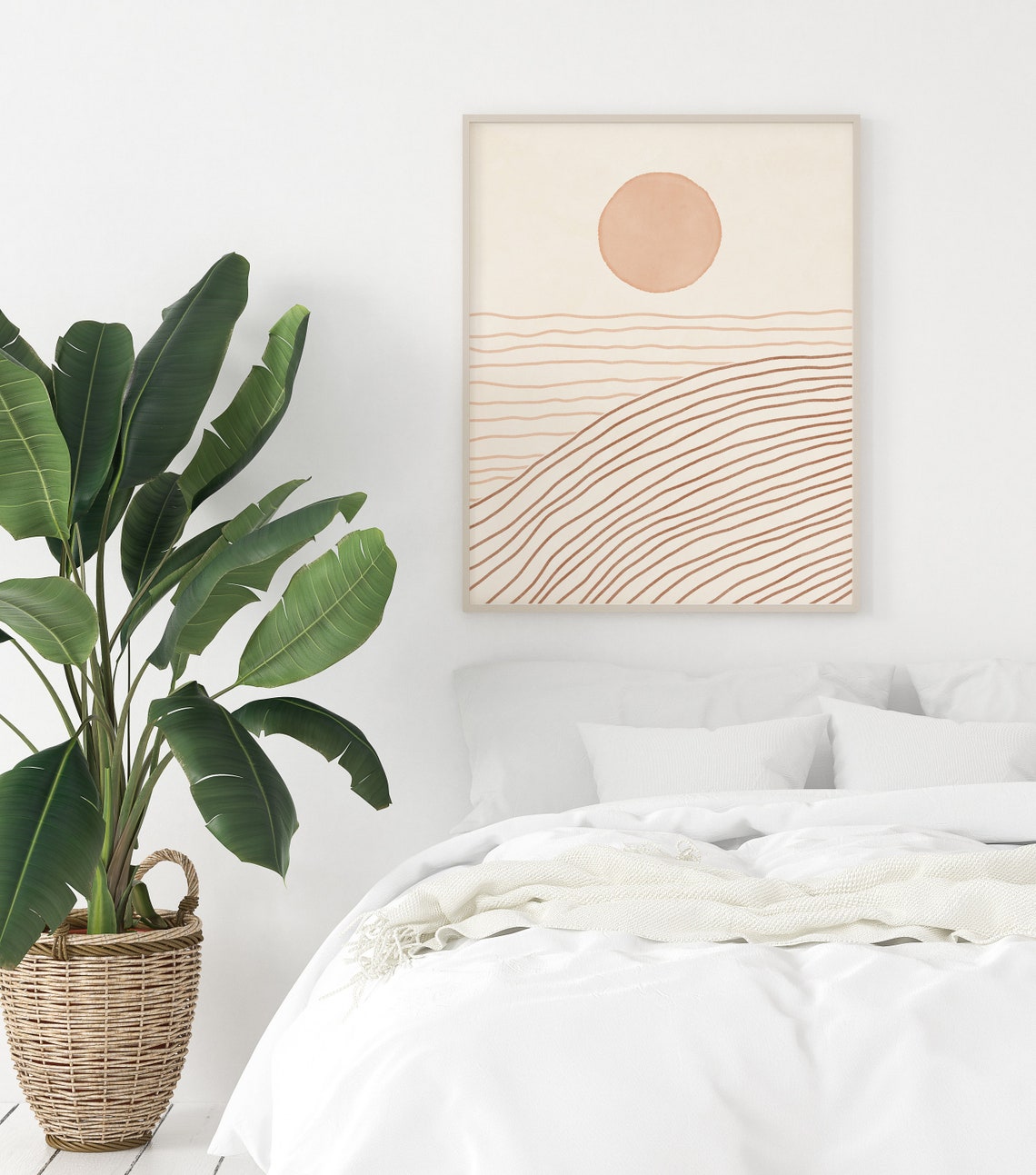 Boho Coastal Print Abstract Ocean Art Sunrise Print Neutral Etsy