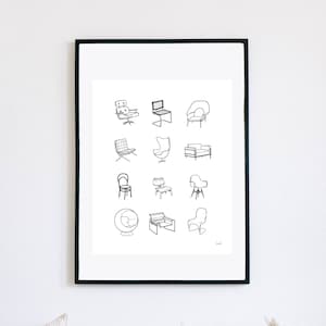Iconic Chairs in History - Modern Art Print