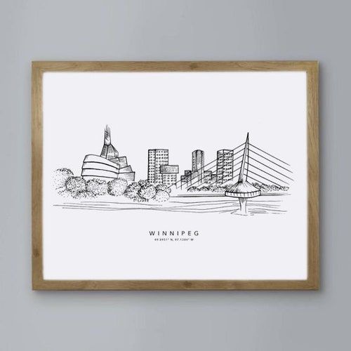 Winnipeg Skyline Manitoba Canada Cityscape Art Print 543 Etsy
