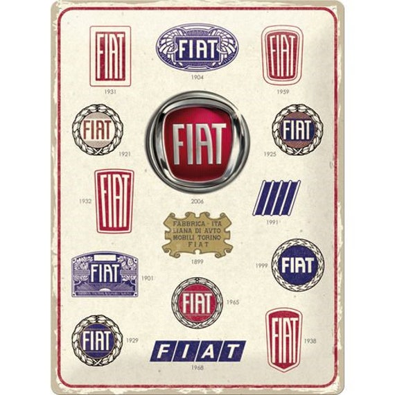 Plaque Métal Relief 40x30cm Fiat Logos