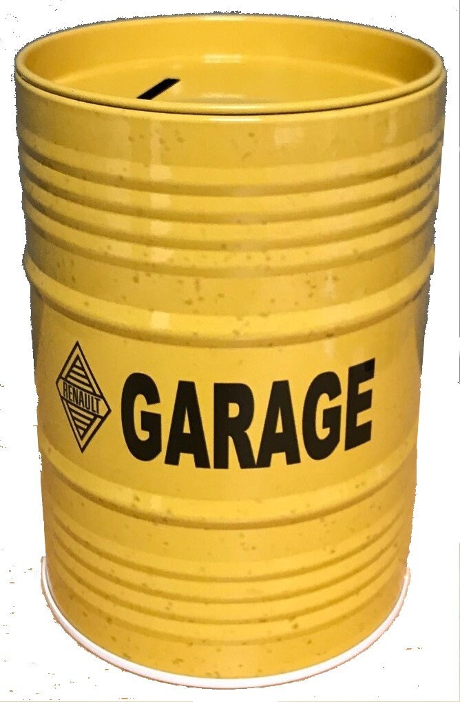 Tirelire Métal Renault Garage en Forme de Mini Fut