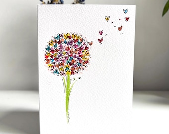Handgemalte Beileidskarte: Trauerkarte mit Aquarell Blumen