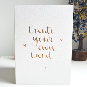 Cartão de caligrafia manuscrita personalizado - Design texturizado A6 com tinta dourada, capa frontal personalizada, escolha a cor da tinta, cartão de felicitações elegante