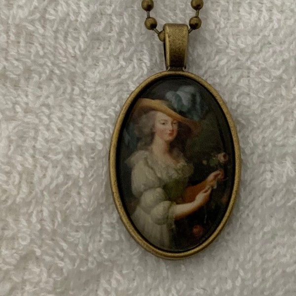 Portrait of Marie Antoinette in a Chemise- Elisabeth Vigee le Brun French Rococo Art Print Pendant Necklace