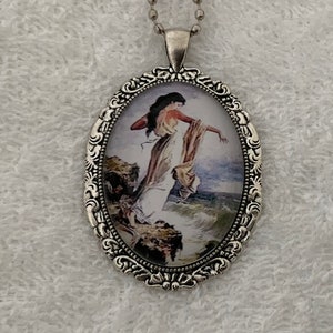 Sappho Art Print Pendant Necklace- From 19th Century Painting- Lesbian Interest