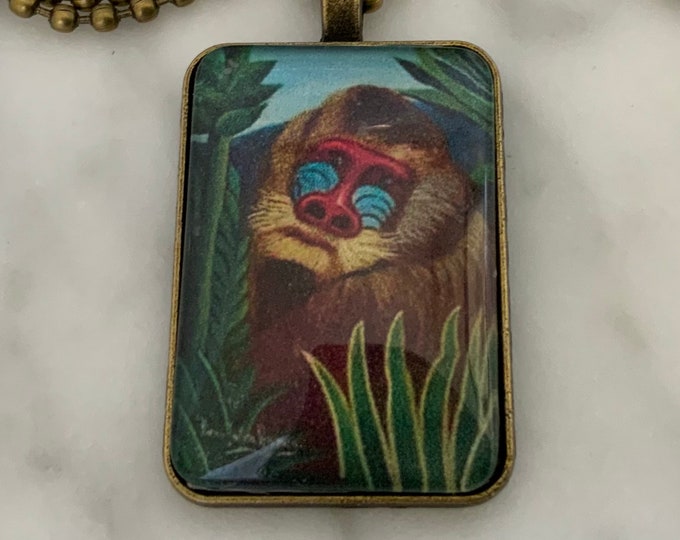 Henri Rousseau Art Print Pendant Necklace Mandrill in the Jungle