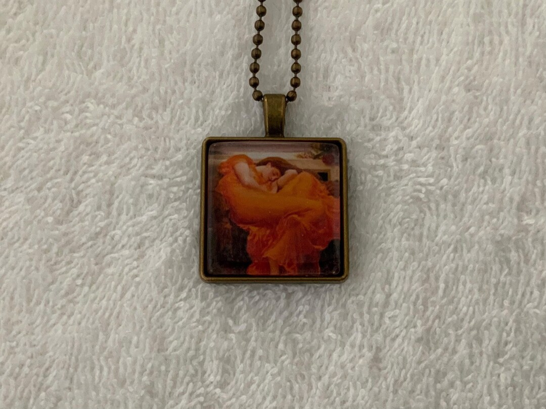 Pre-raphaelite Art Print Pendant Necklace- Flaming June- Frederic ...