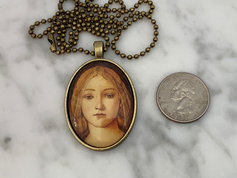 Sandro Botticelli Italian Renaissance Art Print Pendant Necklace Detail from Virgin and Child