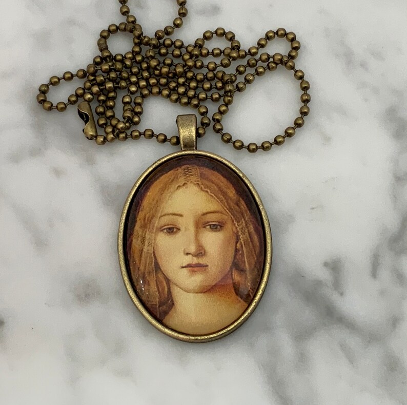 Sandro Botticelli Italian Renaissance Art Print Pendant Necklace Detail from Virgin and Child