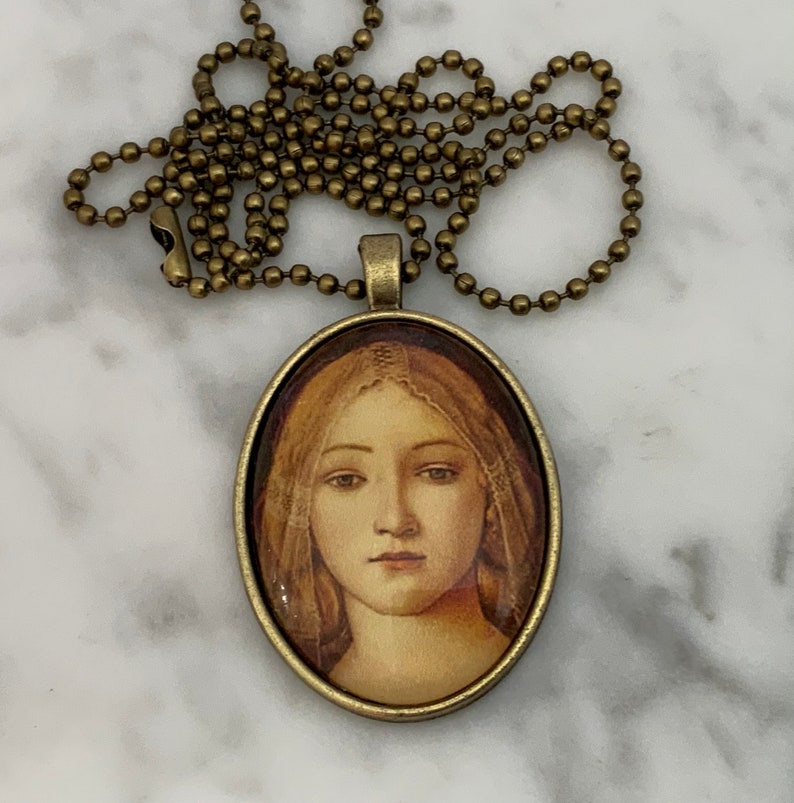 Sandro Botticelli Italian Renaissance Art Print Pendant Necklace Detail from Virgin and Child