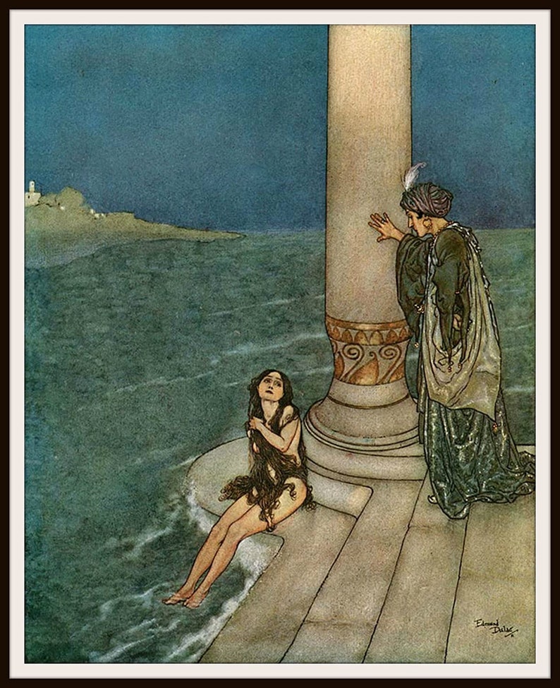Edmund Dulac The Little Mermaid Illustration Art Print Pendant Necklace