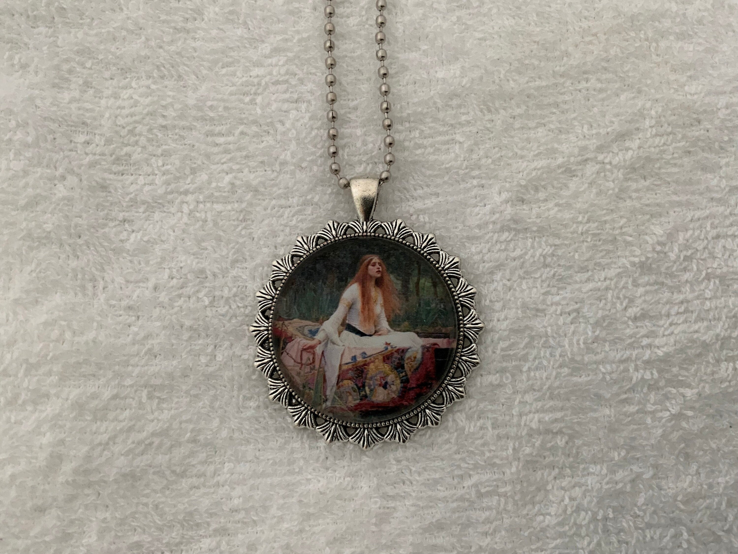 The Lady of Shalott- John William Waterhouse Pre-Raphaelite Art Print Pendant Necklace, image size:3000x2250