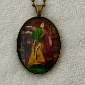 Morgan le Fay- Arthurian Legend- Pre-Raphaelite Art Print Pendant Necklace- Frederick Sandys