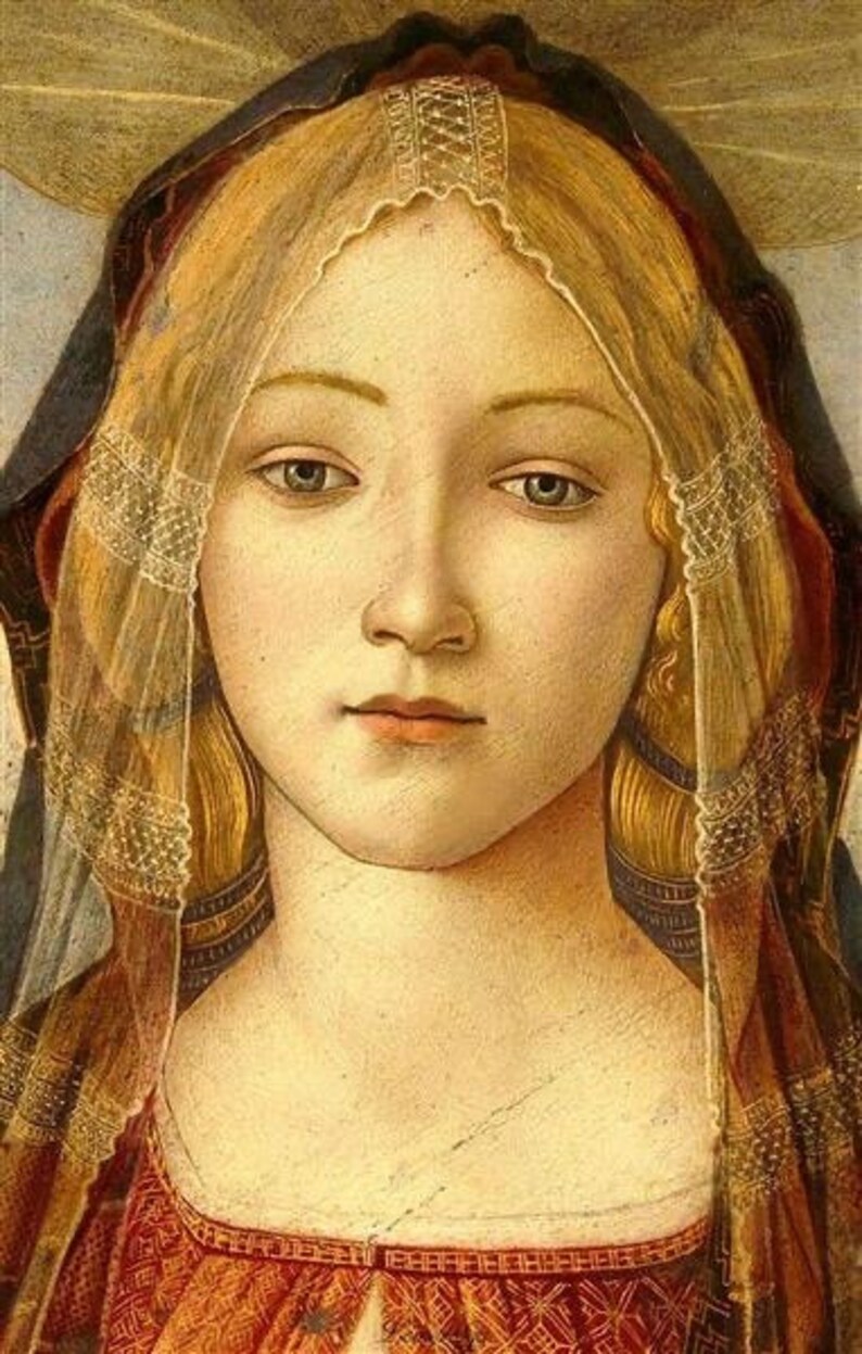 Sandro Botticelli Italian Renaissance Art Print Pendant Necklace Detail from Virgin and Child