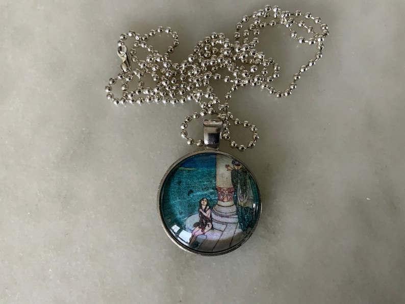 Edmund Dulac The Little Mermaid Illustration Art Print Pendant Necklace