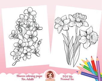 Download Flowers Coloring Etsy