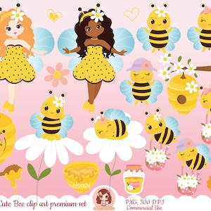 Süße Bienen Clipart, Süße Bienen, Honigbiene Clipart, Busy Bees Clipart, Frühling Clip Art, süße Honigbiene, süße Bienen, Fee Clipart, kawaii, PNG