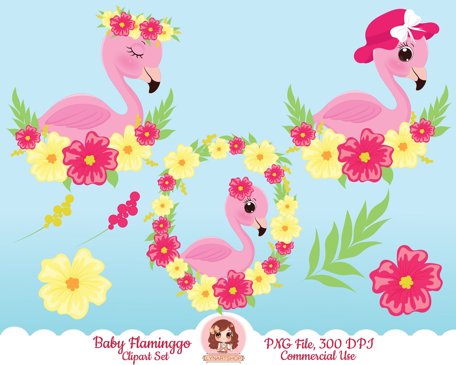 Flamingo clipart baby flamingo clipart cute flamingo clip | Etsy