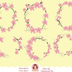 Cornici Sakura/Cornici Fiori di ciliegio Sakura/Cornici fiori rosa primavera/Matrimonio,sposa,primavera,cornici rosa/Clip art fiori di ciliegio/rami/PNG