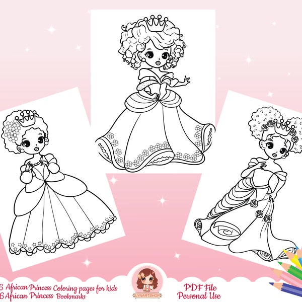 Black Princess coloring pages for kids, Printable coloring pages for kids, Activity page for kids, coloring book page, African coloring page