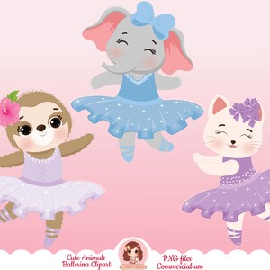 Cute Animals Ballerina Clipart, Safari Animals. Jungle, Hippo, Bear ...