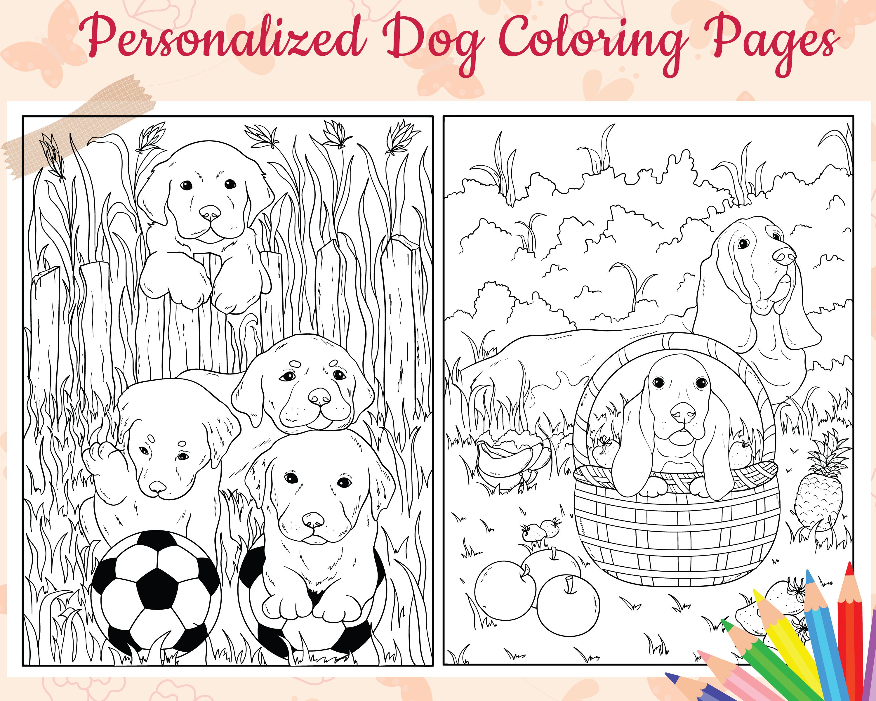 Customized Photo Coloring Pages, Personalized Dog Coloring Page ...