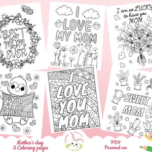 Mother's day coloring pages, coloring pages for kids, teens and gifts for mom, Mom coloring book pages, activity sheets for adults and kids. image 1