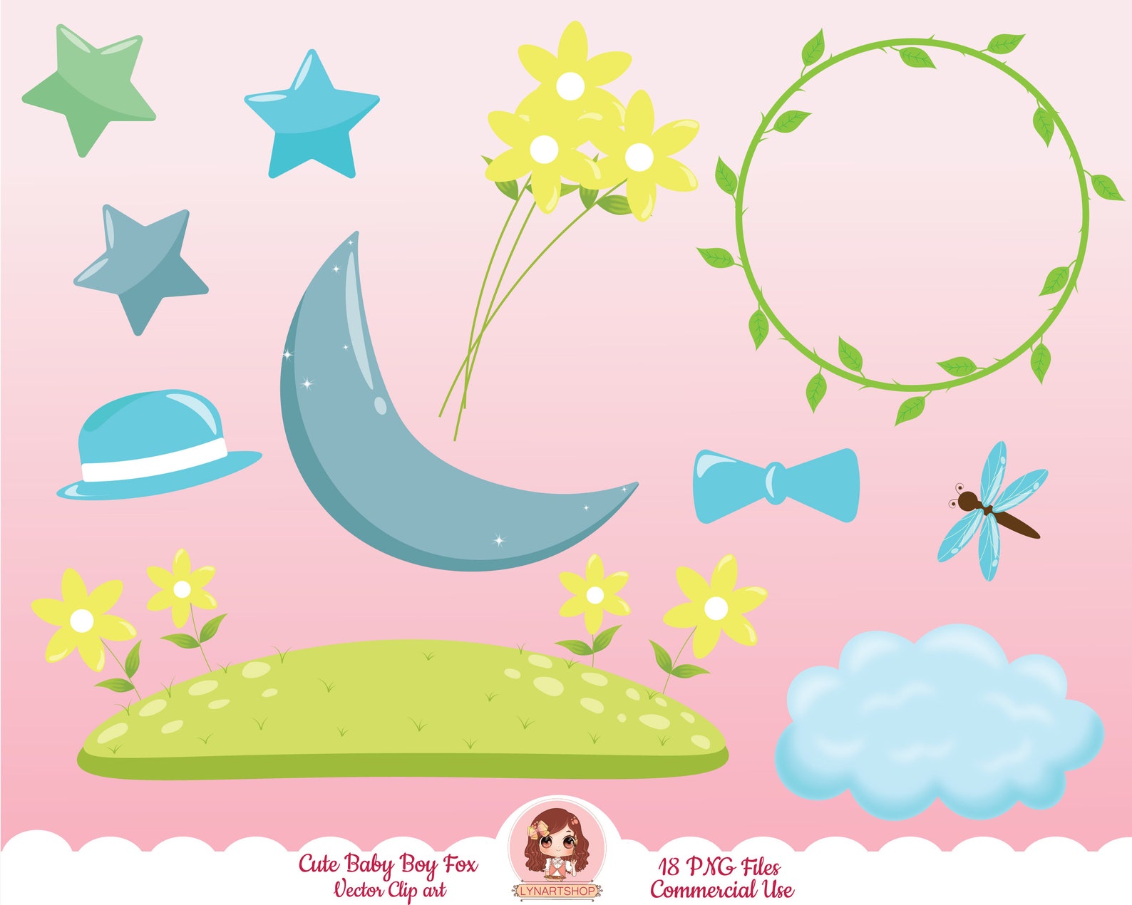 Fox Clipart Baby Boy Fox Clipart Cute Fox Vector Clipart for - Etsy