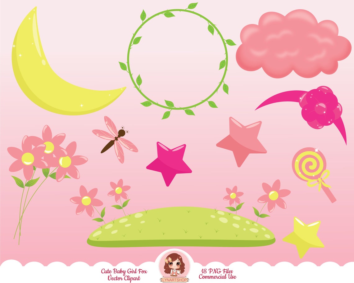 Fox Clipart Baby Girl Fox Clipart Cute Fox Vector Clipart - Etsy